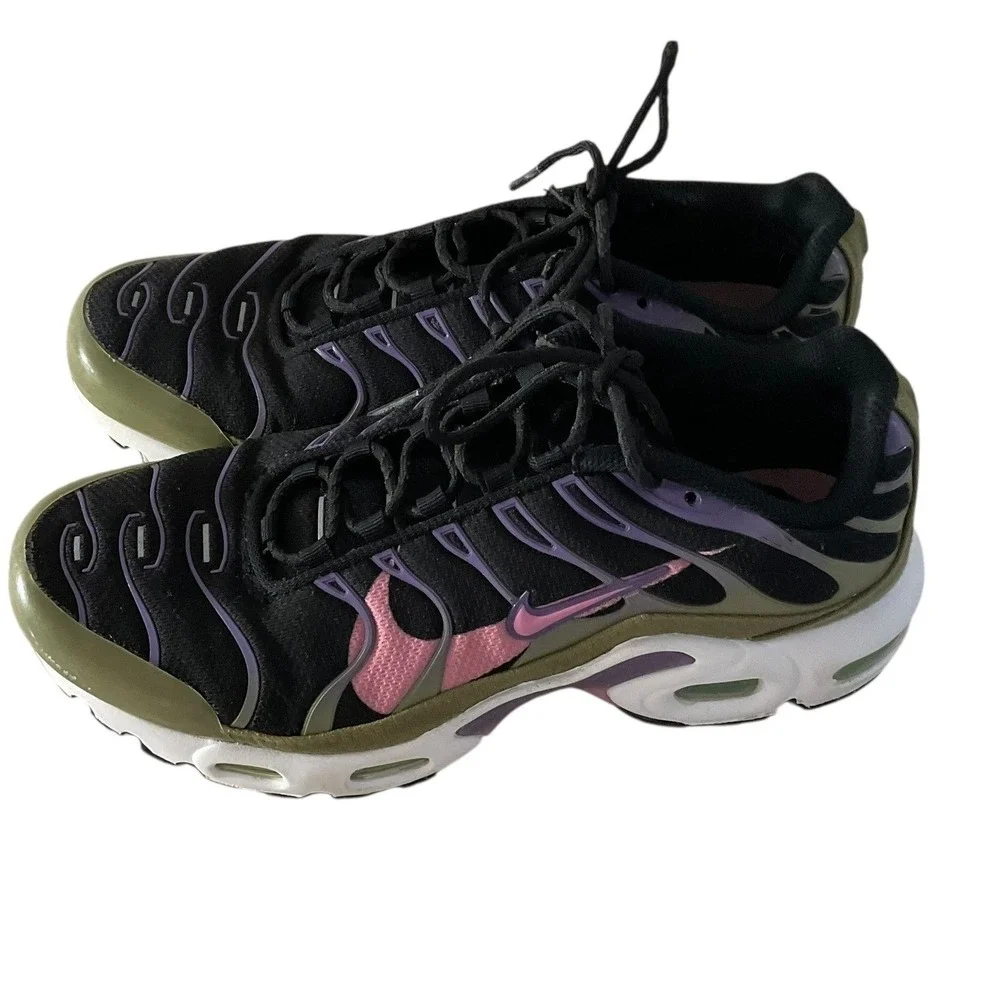 Nike Air Max Plus GS Black Pink Olive Purple DX3093-001 Size 6.5Y Womens 8